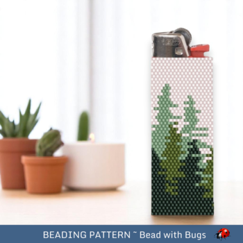DEEP WOODS:  Peyote Stitch Beaded Lighter Cover by Bead with Bugs