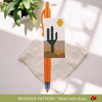 BEADED PEN COVER, Pilot G-2 beaded pen cover pattern, Desert Dry
