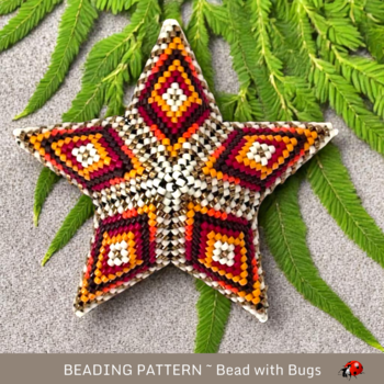 DESERT SUN : 3D Beaded Peyote Star Pattern by Bead with Bugs