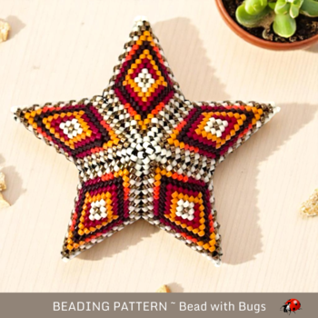 DESERT SUN : 3D Beaded Peyote Star Pattern by Bead with Bugs