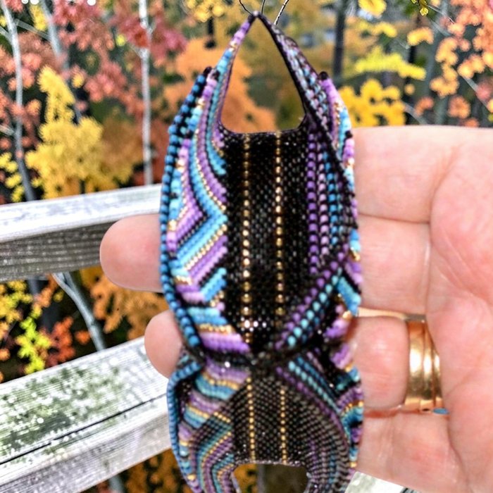 FOUR CORNERS Winged Bangle Pattern - Peyote & Herringbone Stitch Bracelet Design