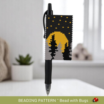 MOON RISE: Peyote Stitch Beaded Pen Wrap by Bead with Bugs