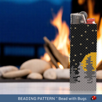 MOON RISE:  Peyote Stitch Beaded Lighter Cover by Bead with Bugs