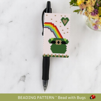 POT OF GOLD:  Peyote Stitch Beaded Pen Wrap by Bead with Bugs