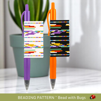 BEADED PEN COVER, Pilot G-2 beaded pen cover pattern, Reflections