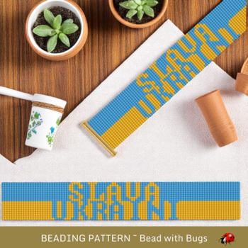 SLAVA UKRAINI:  A Loom Beaded Bracelet Pattern by Bead with Bugs