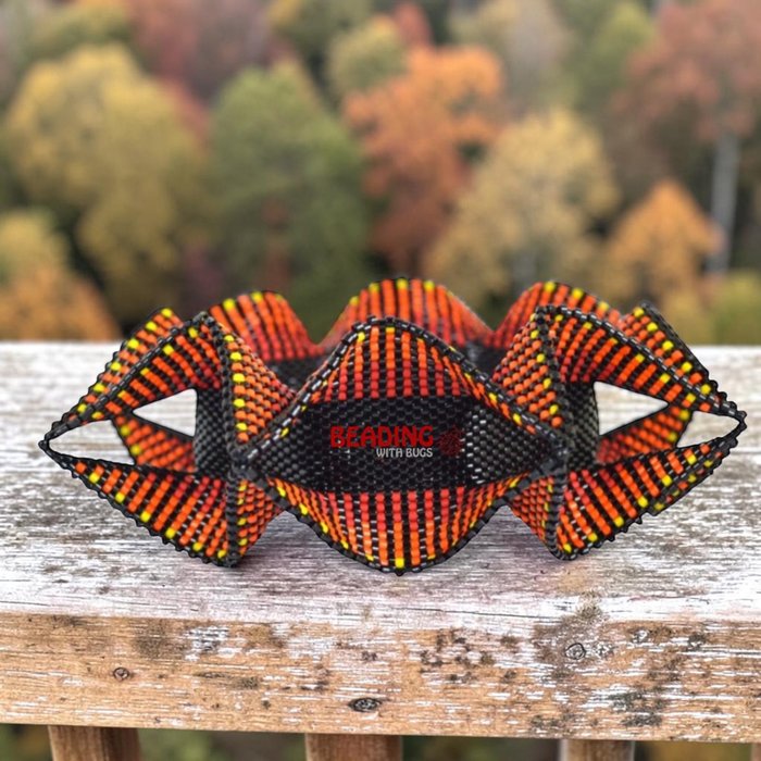 Sunset Winged Bangle Pattern - Peyote & Herringbone Stitch Bracelet Design