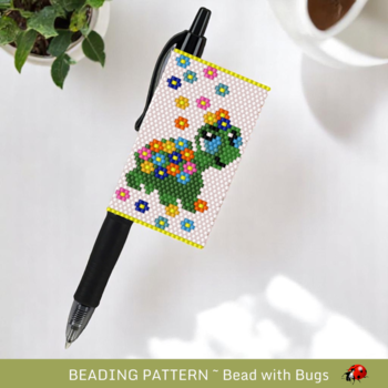 SWEET TURTLE: Peyote Stitch Beaded Pen Wrap by Bead with Bugs