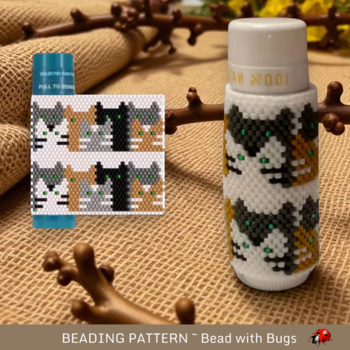 THE CATS:  Beaded Lip Balm Cover by Bead with Bugs