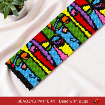 THE WATCHERS:  A Peyote Stitch Beaded Bracelet Pattern by Bead with Bugs