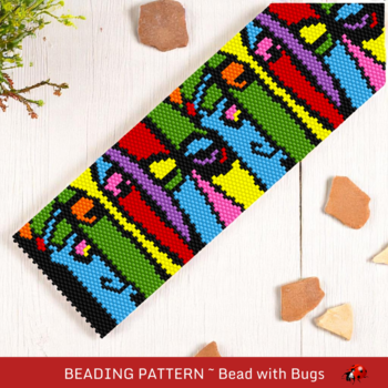 THE WATCHERS:  A Peyote Stitch Beaded Bracelet Pattern by Bead with Bugs
