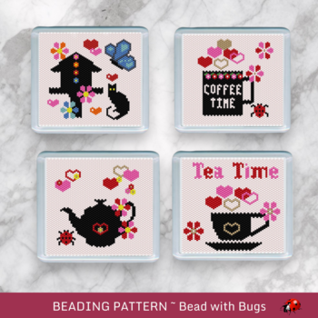 THE VALENTINE SET: Peyote Stitch Beaded Coaster Pattern by Bead with Bugs