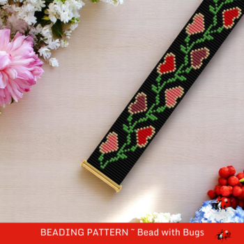 CLIMBING HEARTS:  A Loom Beaded Bracelet Pattern by Bead with Bugs