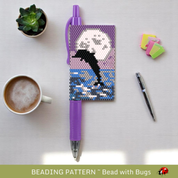 DOLPHIN:  Peyote Stitch Beaded Pen Wrap by Bead with Bugs