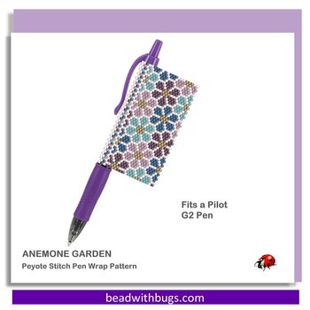 ANEMONE GARDEN: Peyote Stitch Beaded Pen Wrap by Bead with Bugs