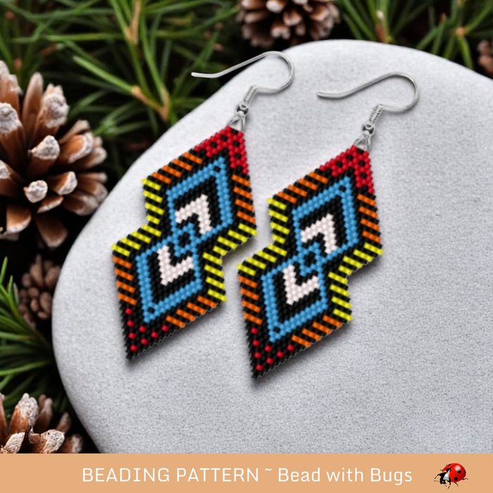Brick Stitch Beaded Earrings Pattern: Grasslands Style (PDF)