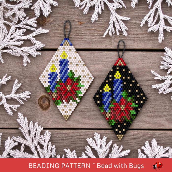 Beaded Ornament Pattern | Brick Stitch Design for Holiday Crafts, CHRISTMAS CANDLES