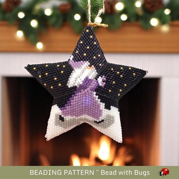 3D Beaded Peyote Star Ornament Pattern, Santa in the Stars (PDF)
