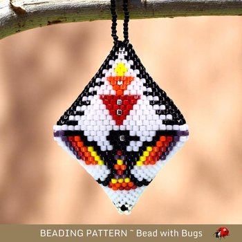 3D Peyote Stitch Beaded Pod Pattern in a southwest design featuring THUNDERBIRDS
