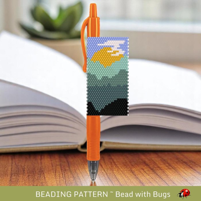 Misty Morning Peyote Stitch Beaded Pen Wrap Pattern (Pilot G2)