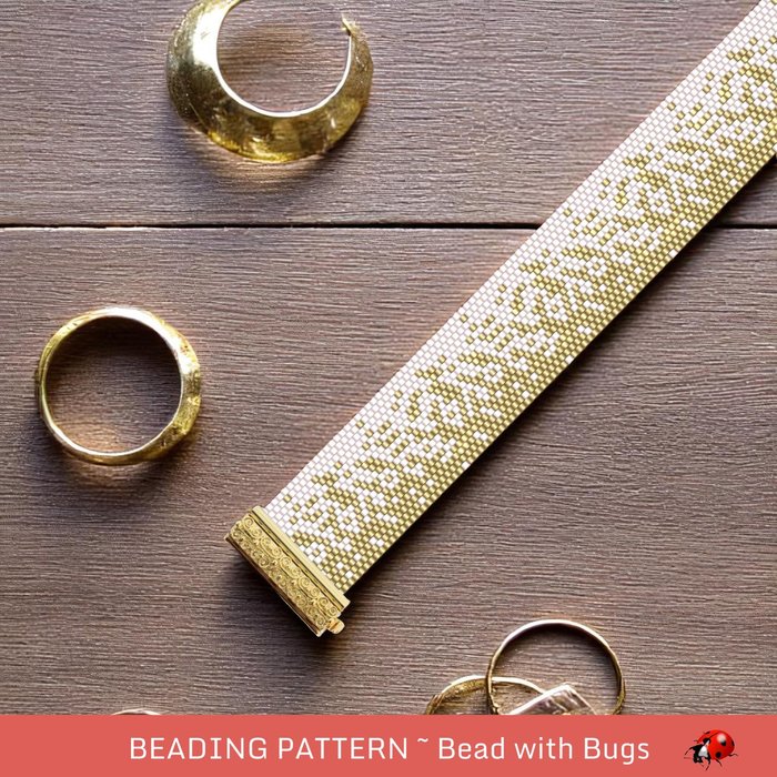 Peyote Stitch Beaded Bracelet Pattern by Bead with Bugs, SCATTERED GOLD, PDF