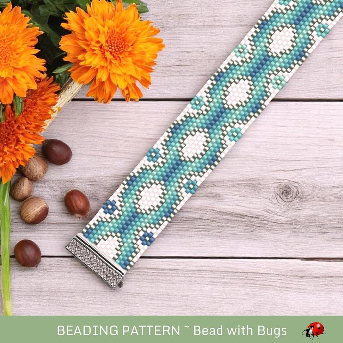 Peyote Stitch Beaded Bracelet Pattern by Bead with Bugs, RIVER DANCE, PDF