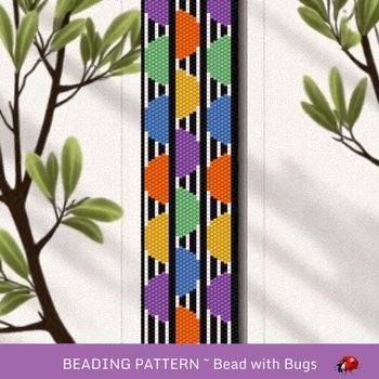 Peyote Stitch WIDE Beaded Bracelet Pattern by Bead with Bugs, Mid Century Modern, PDF