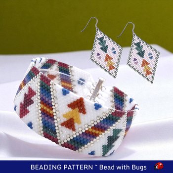 Peyote Stitch Beaded Bracelet and Earrings Pattern Set, Autumn Winds, PDF