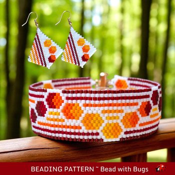 Peyote Stitch Beaded Bracelet and Earrings Pattern Set, Through the Fire, PDF