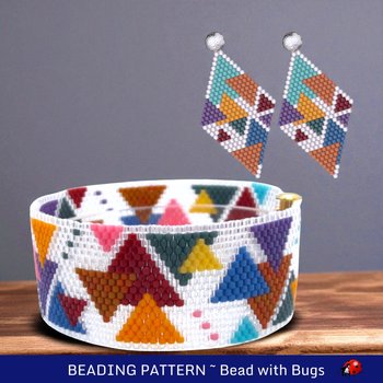 Peyote Stitch Beaded Bracelet and Earrings Pattern Set, All the Angles, PDF