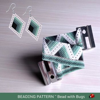 THE ABYSS, Peyote Stitch Beaded Bracelet and Earrings Pattern Set, PDF