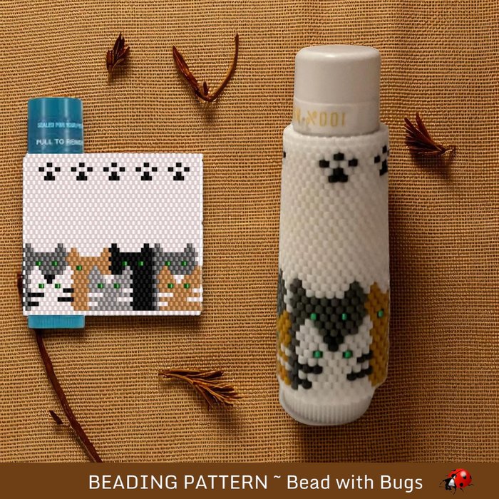 Beaded Lip Balm Cover Pattern: Cats Design (PDF Pattern