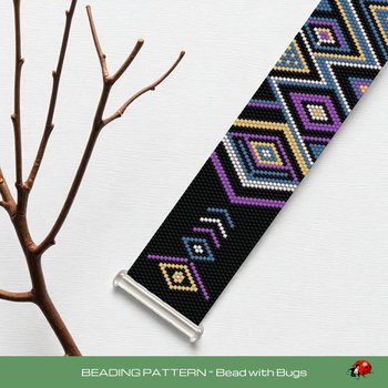 Peyote Stitch Beaded Bracelet Pattern by Bead with Bugs, MANDY, a unique design in bold geometrics, PDF