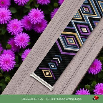 Peyote Stitch Beaded Bracelet Pattern by Bead with Bugs, MANDY, a unique design in bold geometrics, PDF