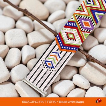 Peyote Stitch Beaded Bracelet Pattern by Bead with Bugs, ZESTY, a unique design in bold geometrics, PDF