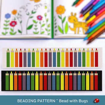 Loom Beaded Bracelet Pattern by Bead with Bugs, Pencil Crayons, PDF