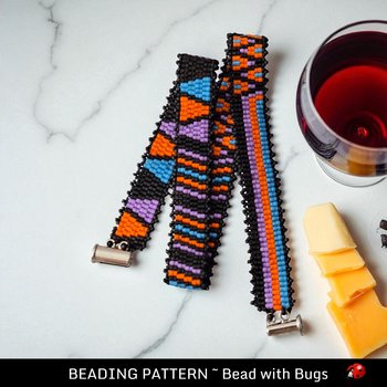 2 Drop Peyote Stitch Bracelet Pattern, Mid Century Wrap, PDF download