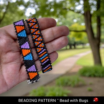 2 Drop Peyote Stitch Bracelet Pattern, Mid Century Wrap, PDF download