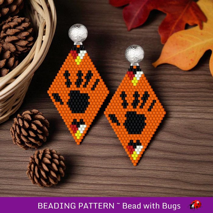 Brick Stitch Beaded Earrings Pattern Silenced , geometric design, PDF