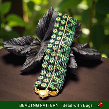 Peyote Stitch Beaded Bracelet Pattern, LILY PAD, PDF