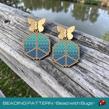 WORLD PEACE Brick Stitch Beaded Earrings Pattern , PDF