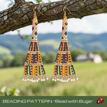 Peyote Stitch Fringed Tube Earring Pattern, AUTUMN ZONE