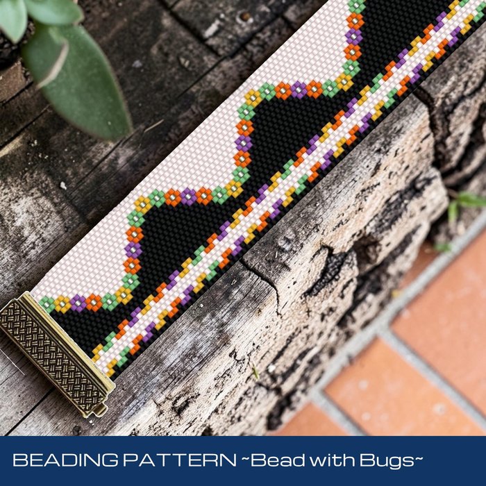 Peyote Stitch Beaded Bracelet Pattern, FLORAL WAVES, an assymetrical design, PDF