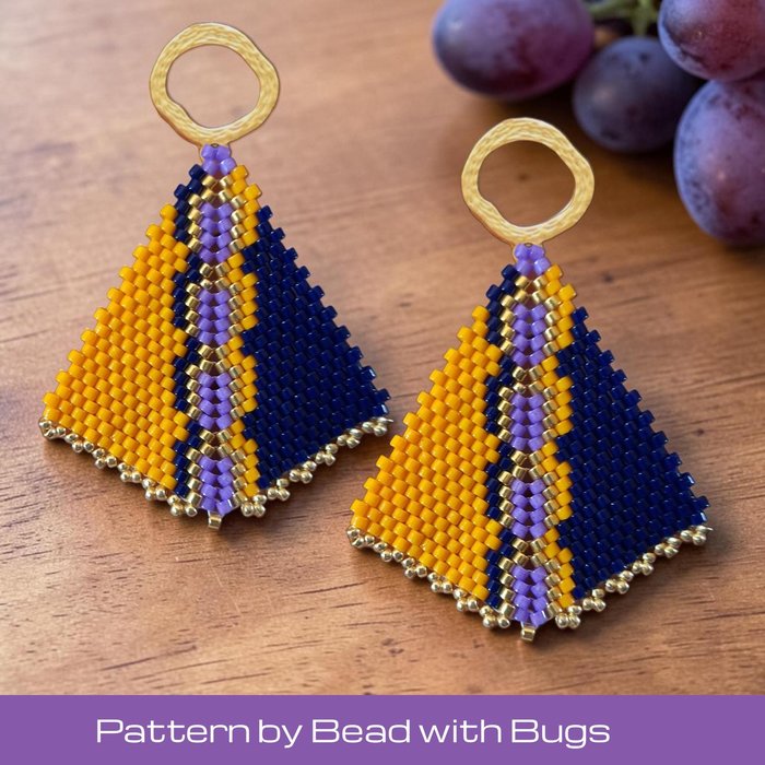 Peyote Stitch, Kite Earring Beading Pattern by Bead with Bugs, HARVEST HEAT