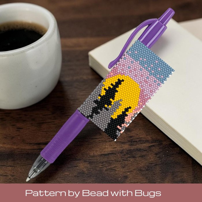 TWILIGHT Beaded Pen Wrap, Peyote Stitch Pattern (Pilot G2 Pen)