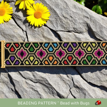 STAINED GLASS: A Peyote Stitch Beaded Bracelet Pattern by Bead with Bugs
